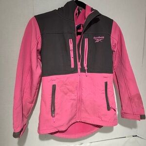 Reebok Kids' Pink and Charcoal Fleece Hooded Jacket Sz M 10/12